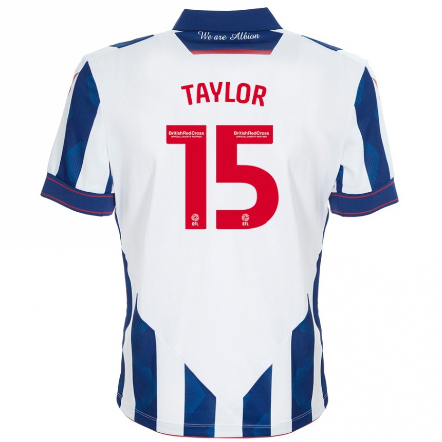 Kinder Fußball Caleb Taylor #15 Weiß Dunkelblau Heimtrikot Trikot 2024/25 T-Shirt Luxemburg