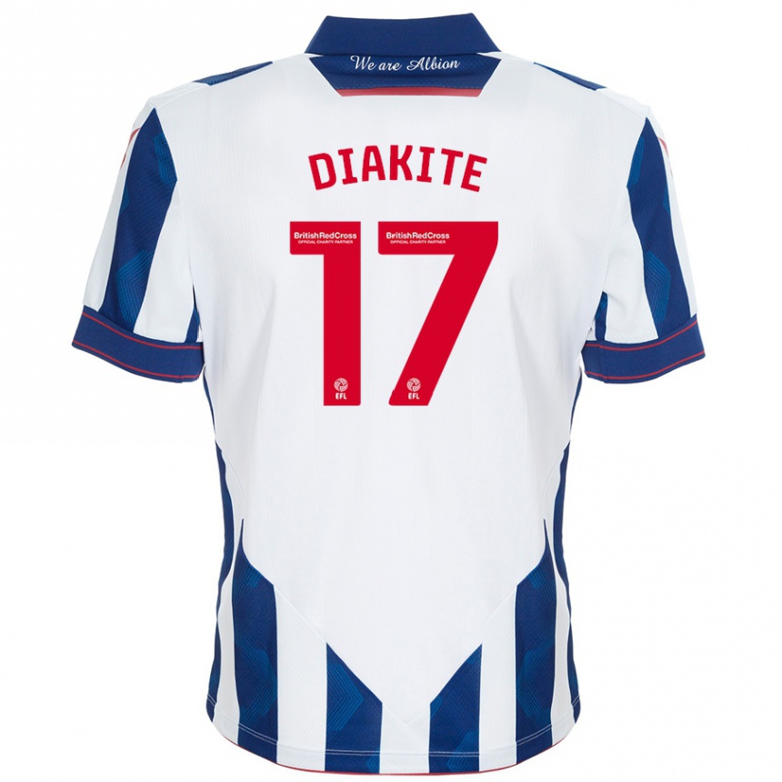 Kinder Fußball Ousmane Diakité #17 Weiß Dunkelblau Heimtrikot Trikot 2024/25 T-Shirt Luxemburg