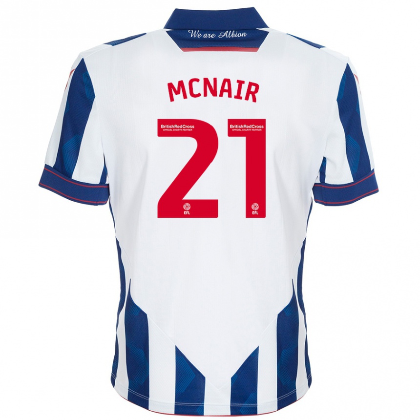 Kinder Fußball Paddy Mcnair #21 Weiß Dunkelblau Heimtrikot Trikot 2024/25 T-Shirt Luxemburg