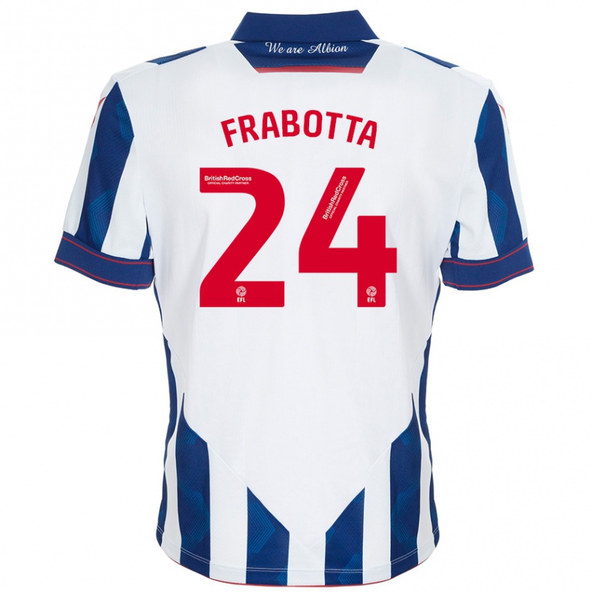 Kinder Fußball Gianluca Frabotta #24 Weiß Dunkelblau Heimtrikot Trikot 2024/25 T-Shirt Luxemburg