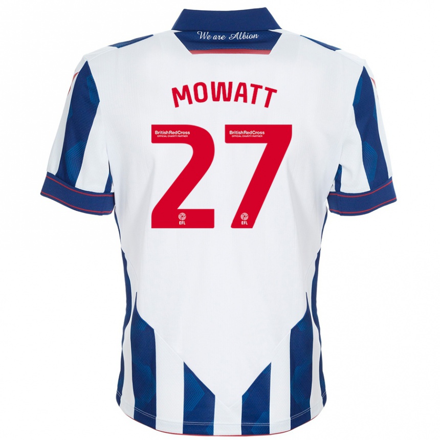 Kinder Fußball Alex Mowatt #27 Weiß Dunkelblau Heimtrikot Trikot 2024/25 T-Shirt Luxemburg