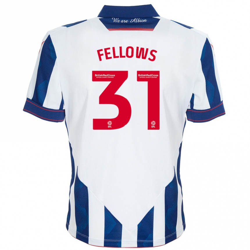 Kinder Fußball Tom Fellows #31 Weiß Dunkelblau Heimtrikot Trikot 2024/25 T-Shirt Luxemburg