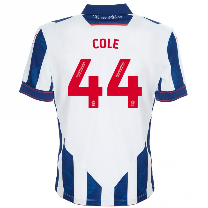 Kinder Fußball Devante Cole #44 Weiß Dunkelblau Heimtrikot Trikot 2024/25 T-Shirt Luxemburg