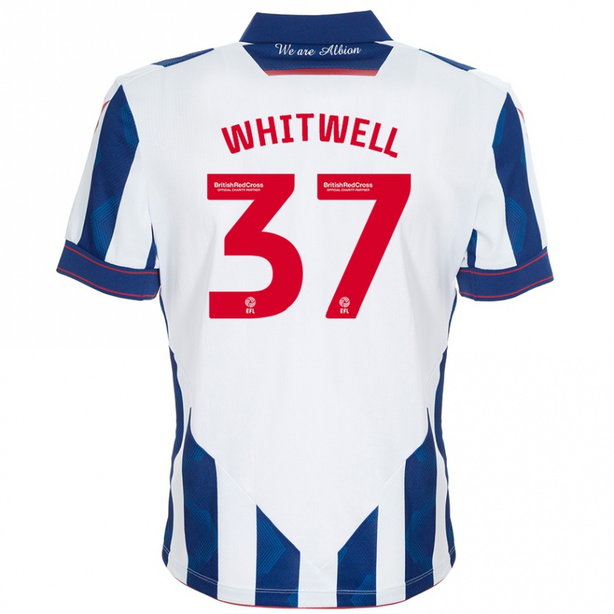 Kinder Fußball Harry Whitwell #37 Weiß Dunkelblau Heimtrikot Trikot 2024/25 T-Shirt Luxemburg