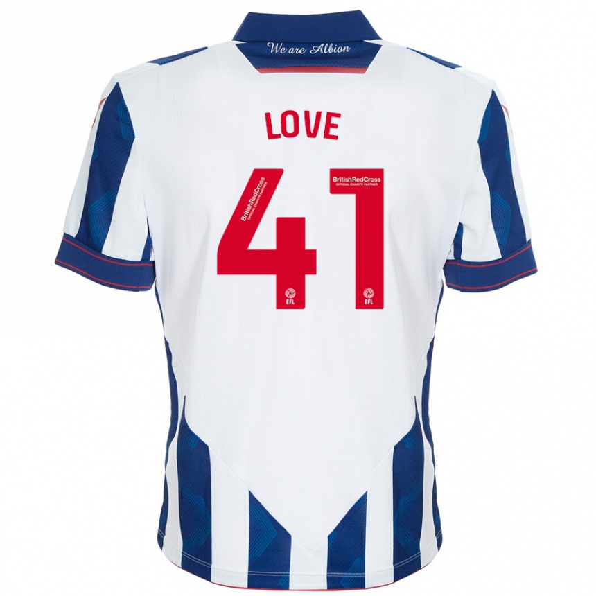 Kinder Fußball Layton Love #41 Weiß Dunkelblau Heimtrikot Trikot 2024/25 T-Shirt Luxemburg