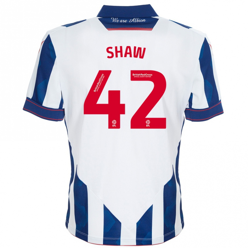 Kinder Fußball Josh Shaw #42 Weiß Dunkelblau Heimtrikot Trikot 2024/25 T-Shirt Luxemburg