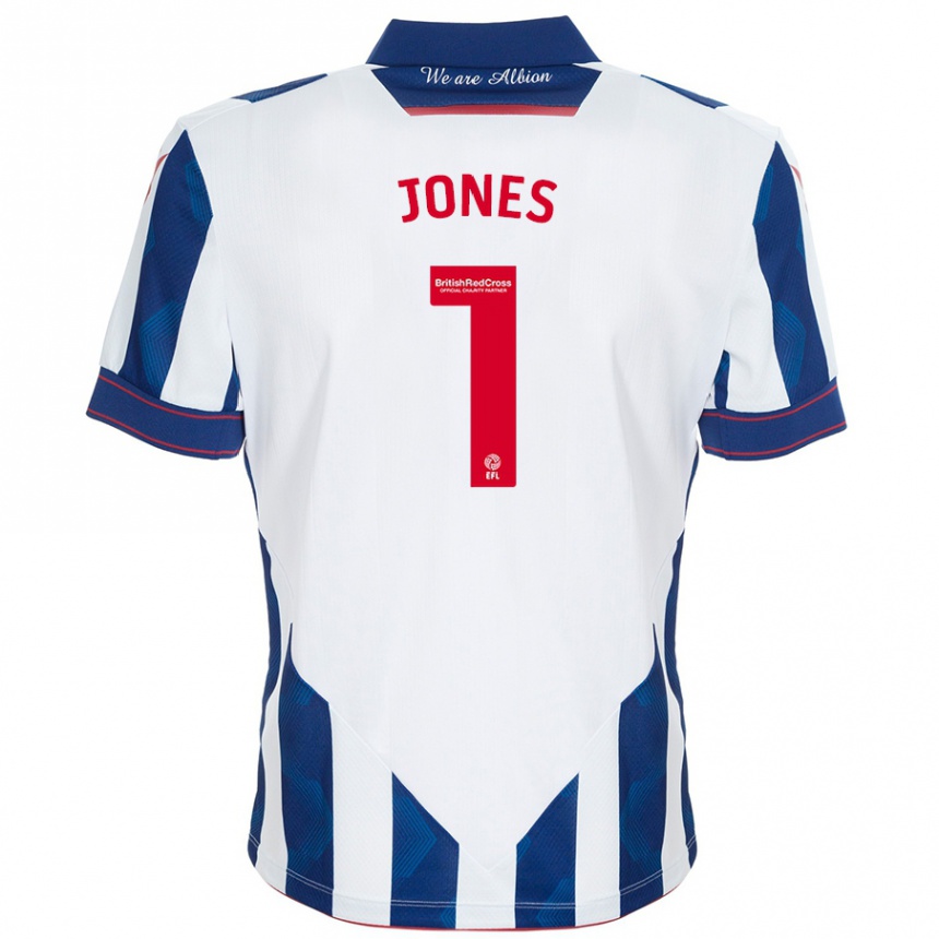 Kinder Fußball Lucy Jones #1 Weiß Dunkelblau Heimtrikot Trikot 2024/25 T-Shirt Luxemburg