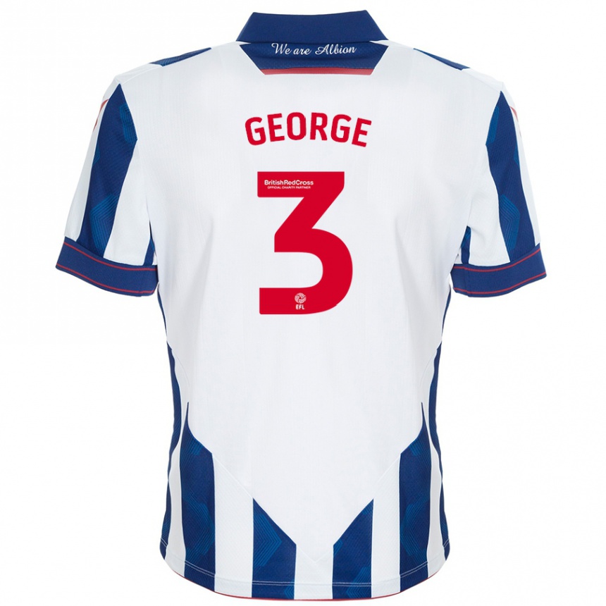 Kinder Fußball Hannah George #3 Weiß Dunkelblau Heimtrikot Trikot 2024/25 T-Shirt Luxemburg