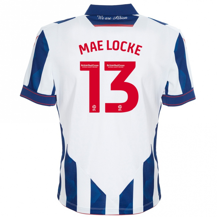 Kinder Fußball Ellie Mae Locke #13 Weiß Dunkelblau Heimtrikot Trikot 2024/25 T-Shirt Luxemburg