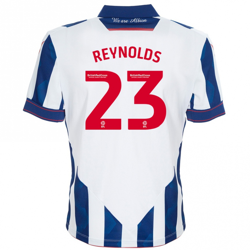 Kinder Fußball Taylor Reynolds #23 Weiß Dunkelblau Heimtrikot Trikot 2024/25 T-Shirt Luxemburg