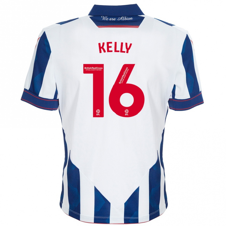 Kinder Fußball Martin Kelly #16 Weiß Dunkelblau Heimtrikot Trikot 2024/25 T-Shirt Luxemburg