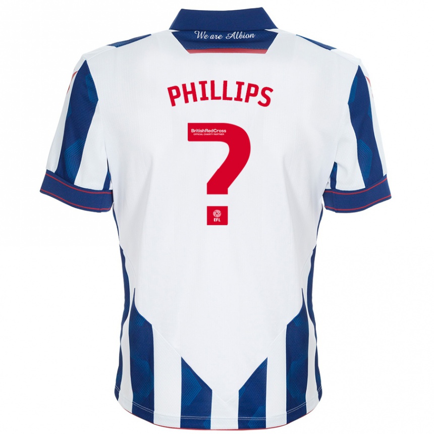 Kinder Fußball Narel Phillips #0 Weiß Dunkelblau Heimtrikot Trikot 2024/25 T-Shirt Luxemburg