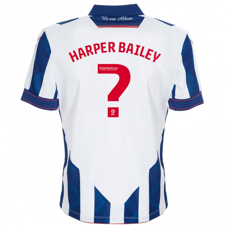 Kinder Fußball Aaron Harper-Bailey #0 Weiß Dunkelblau Heimtrikot Trikot 2024/25 T-Shirt Luxemburg