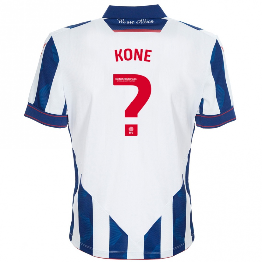 Kinder Fußball Cheick Kone #0 Weiß Dunkelblau Heimtrikot Trikot 2024/25 T-Shirt Luxemburg