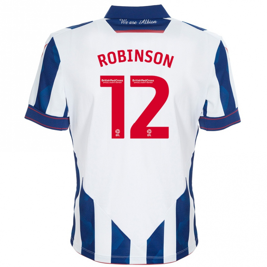 Kinder Fußball Leanne Robinson #12 Weiß Dunkelblau Heimtrikot Trikot 2024/25 T-Shirt Luxemburg