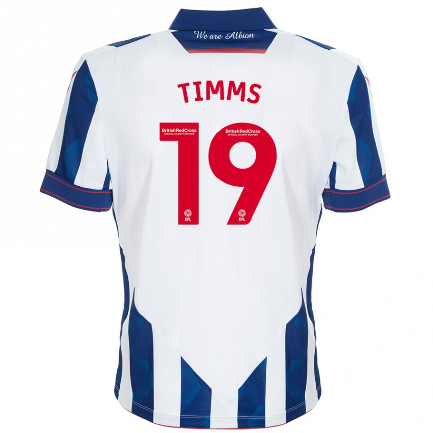 Kinder Fußball Maria Timms #19 Weiß Dunkelblau Heimtrikot Trikot 2024/25 T-Shirt Luxemburg