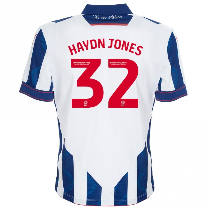 Kinder Fußball Mackenzie Haydn-Jones #32 Weiß Dunkelblau Heimtrikot Trikot 2024/25 T-Shirt Luxemburg