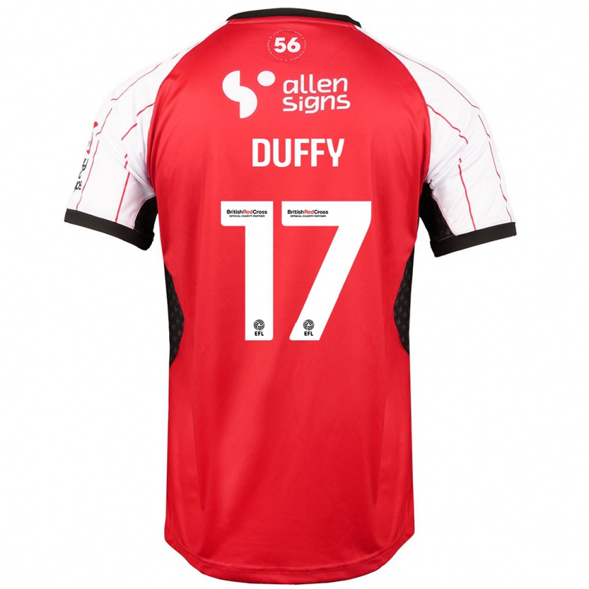 Kinder Fußball Dylan Duffy #17 Weiß Heimtrikot Trikot 2024/25 T-Shirt Luxemburg