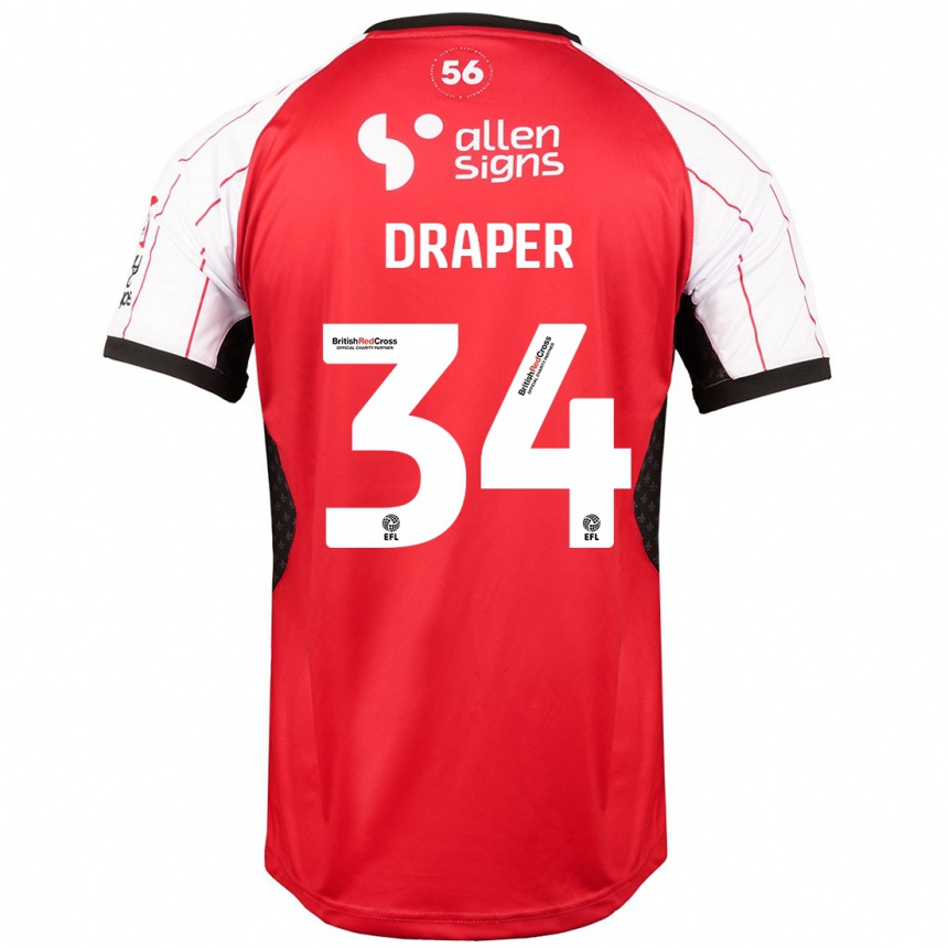 Kinder Fußball Freddie Draper #34 Weiß Heimtrikot Trikot 2024/25 T-Shirt Luxemburg