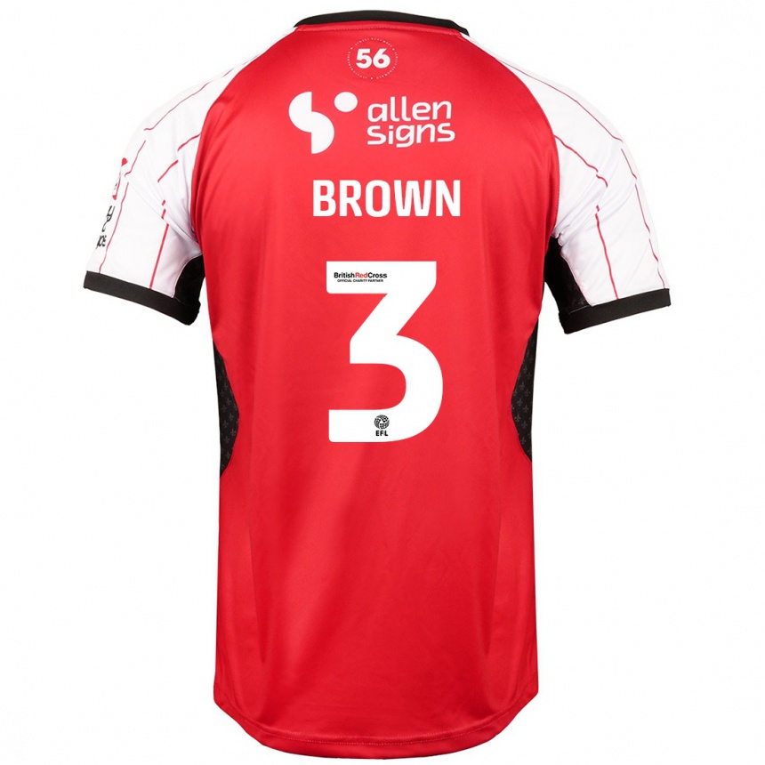 Kinder Fußball Jaden Brown #3 Weiß Heimtrikot Trikot 2024/25 T-Shirt Luxemburg