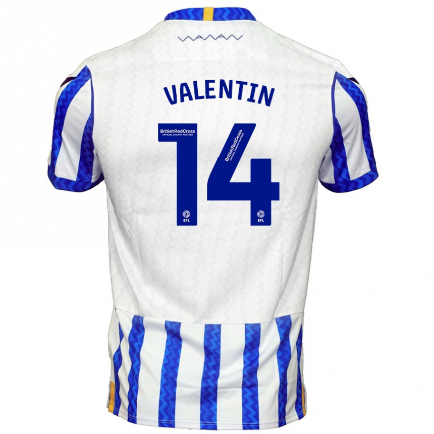 Kinder Fußball Pol Valentín #14 Blau Weiß Heimtrikot Trikot 2024/25 T-Shirt Luxemburg