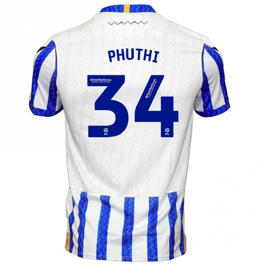 Kinder Fußball Joey Phuthi #34 Blau Weiß Heimtrikot Trikot 2024/25 T-Shirt Luxemburg