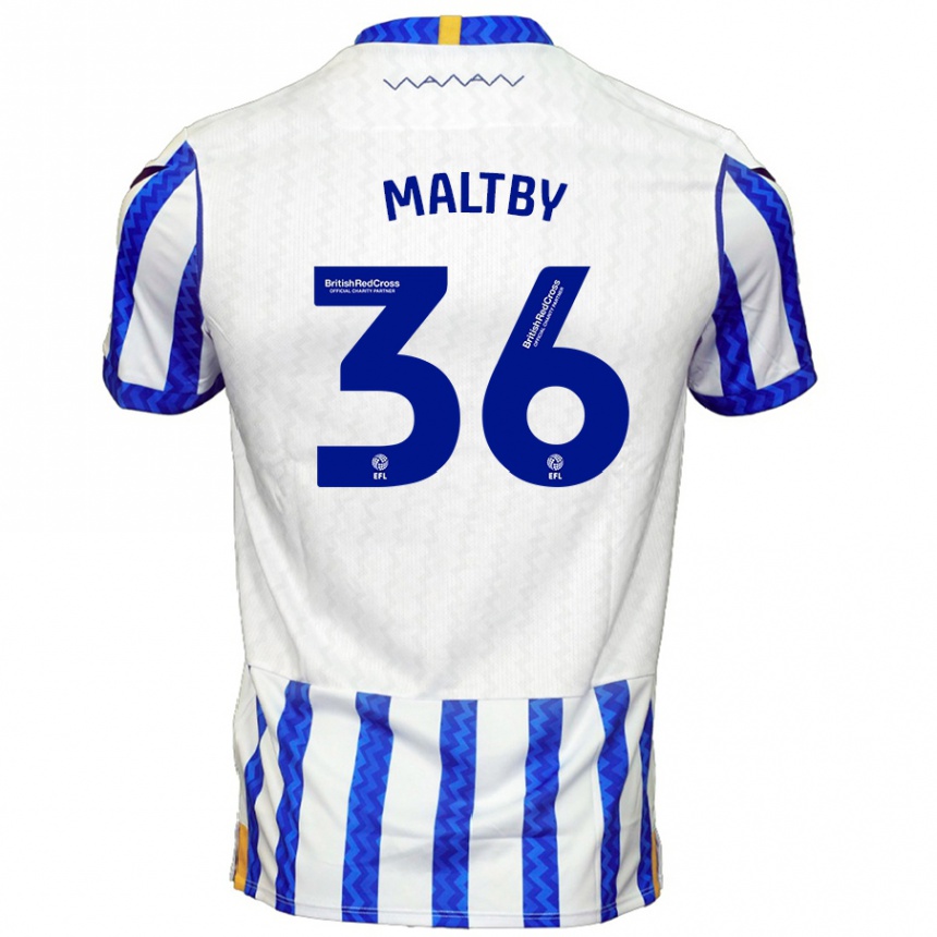 Kinder Fußball Mackenzie Maltby #36 Blau Weiß Heimtrikot Trikot 2024/25 T-Shirt Luxemburg