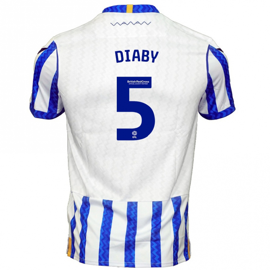 Kinder Fußball Bambo Diaby #5 Blau Weiß Heimtrikot Trikot 2024/25 T-Shirt Luxemburg