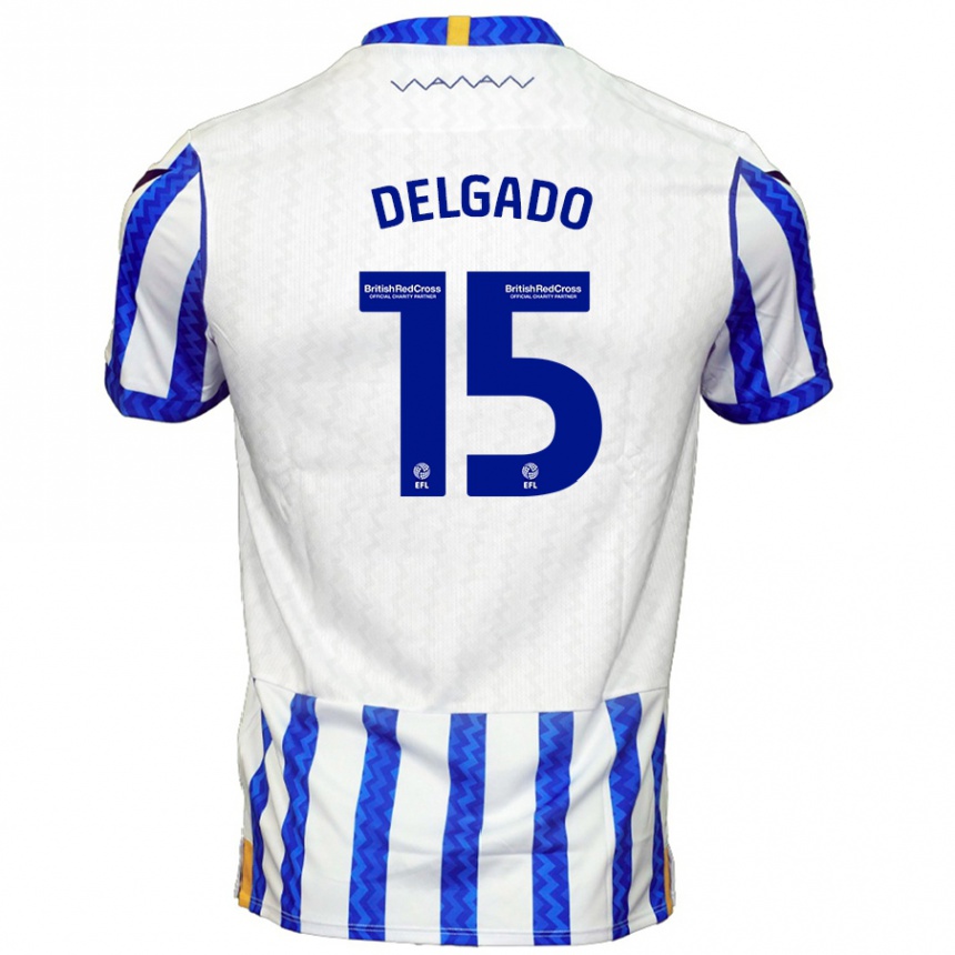 Kinder Fußball Juan Delgado #15 Blau Weiß Heimtrikot Trikot 2024/25 T-Shirt Luxemburg