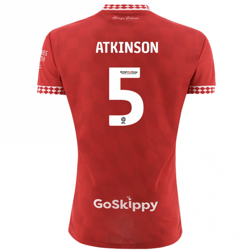 Kinder Fußball Rob Atkinson #5 Rot Heimtrikot Trikot 2024/25 T-Shirt Luxemburg