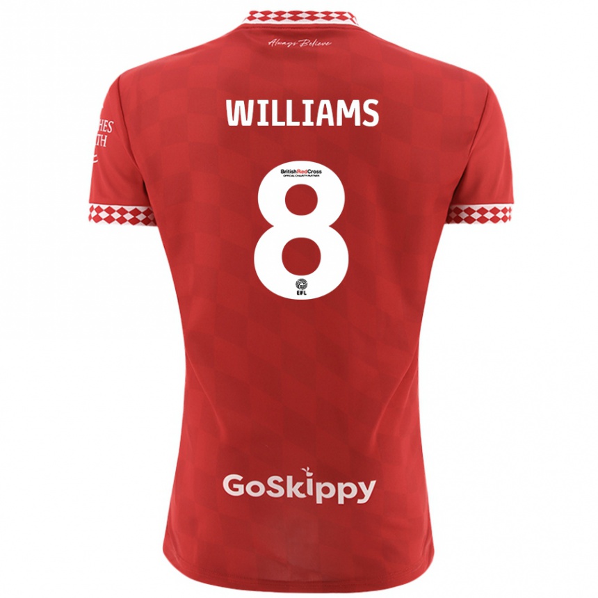 Kinder Fußball Joe Williams #8 Rot Heimtrikot Trikot 2024/25 T-Shirt Luxemburg