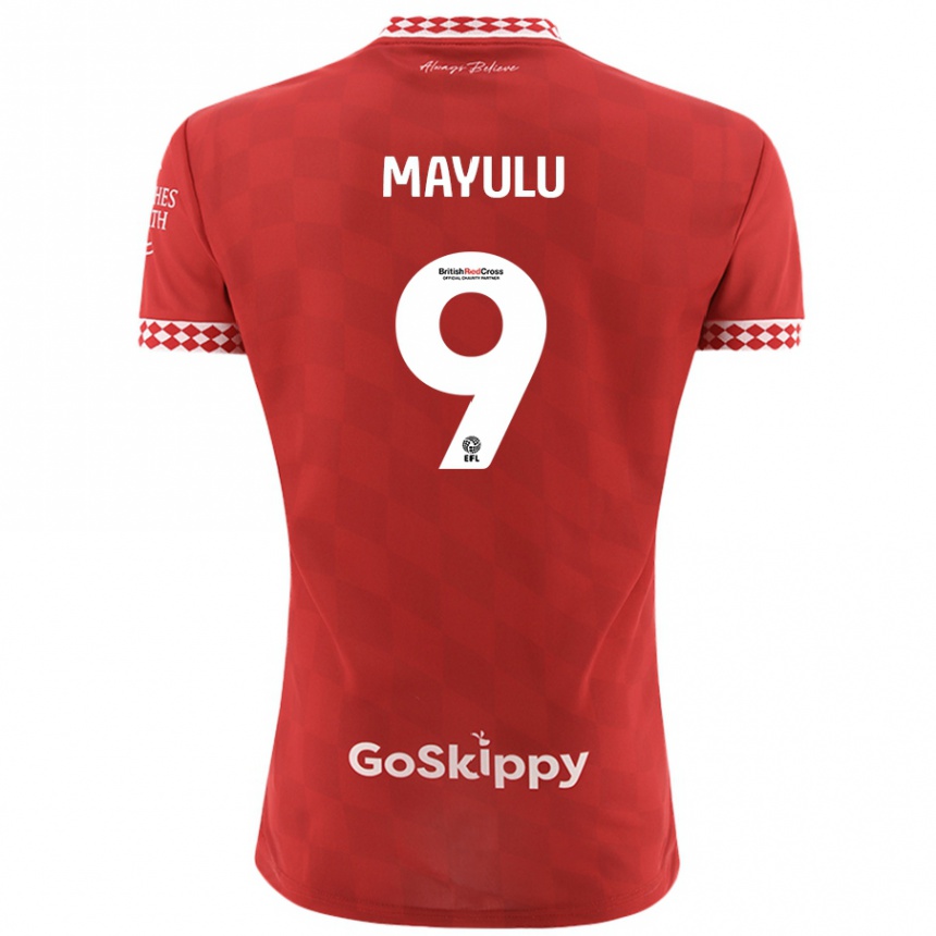 Kinder Fußball Fally Mayulu #9 Rot Heimtrikot Trikot 2024/25 T-Shirt Luxemburg