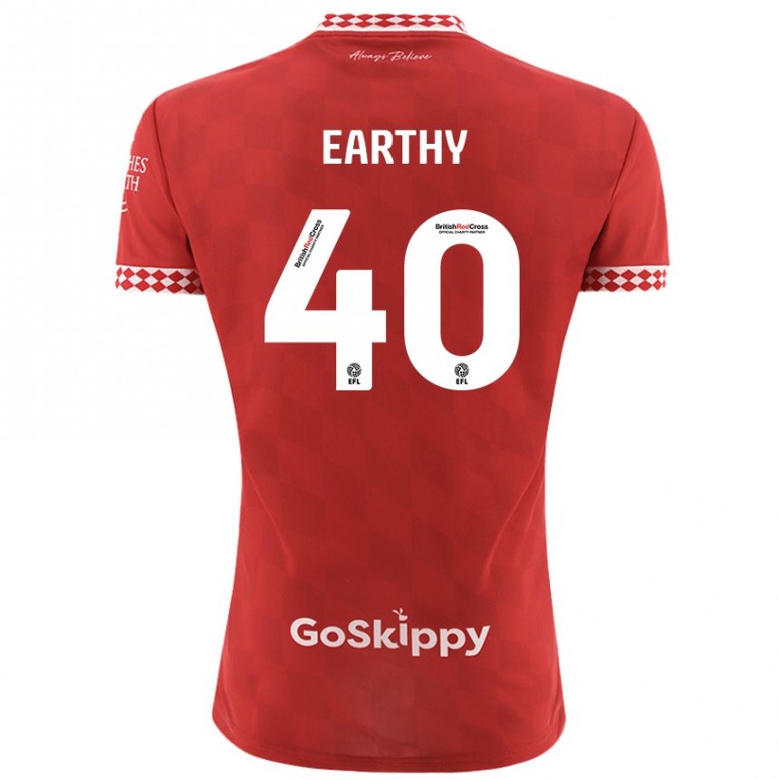 Kinder Fußball George Earthy #40 Rot Heimtrikot Trikot 2024/25 T-Shirt Luxemburg