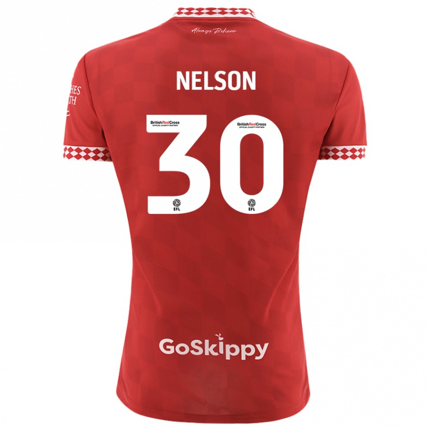 Kinder Fußball Raekwon Nelson #30 Rot Heimtrikot Trikot 2024/25 T-Shirt Luxemburg