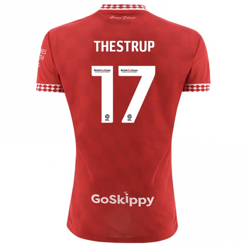 Kinder Fußball Amalie Thestrup #17 Rot Heimtrikot Trikot 2024/25 T-Shirt Luxemburg