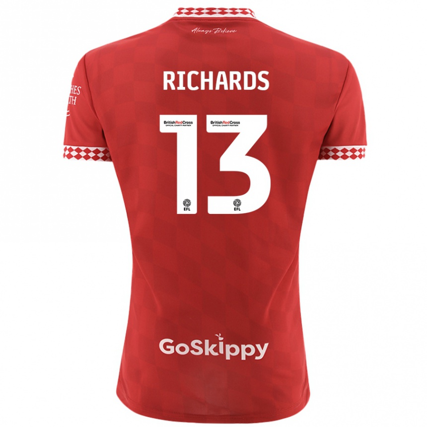 Kinder Fußball Harvey Wiles-Richards #13 Rot Heimtrikot Trikot 2024/25 T-Shirt Luxemburg