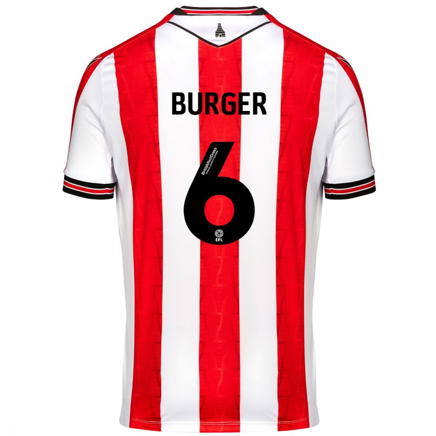 Kinder Fußball Wouter Burger #6 Rot Weiß Heimtrikot Trikot 2024/25 T-Shirt Luxemburg