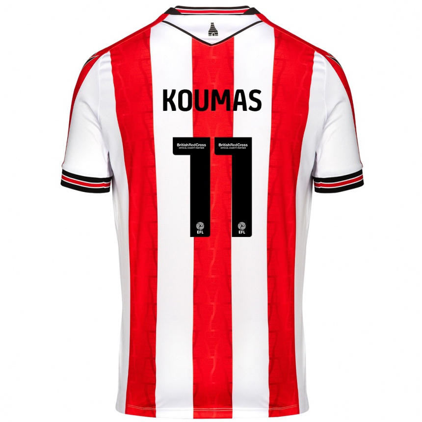 Kinder Fußball Lewis Koumas #11 Rot Weiß Heimtrikot Trikot 2024/25 T-Shirt Luxemburg