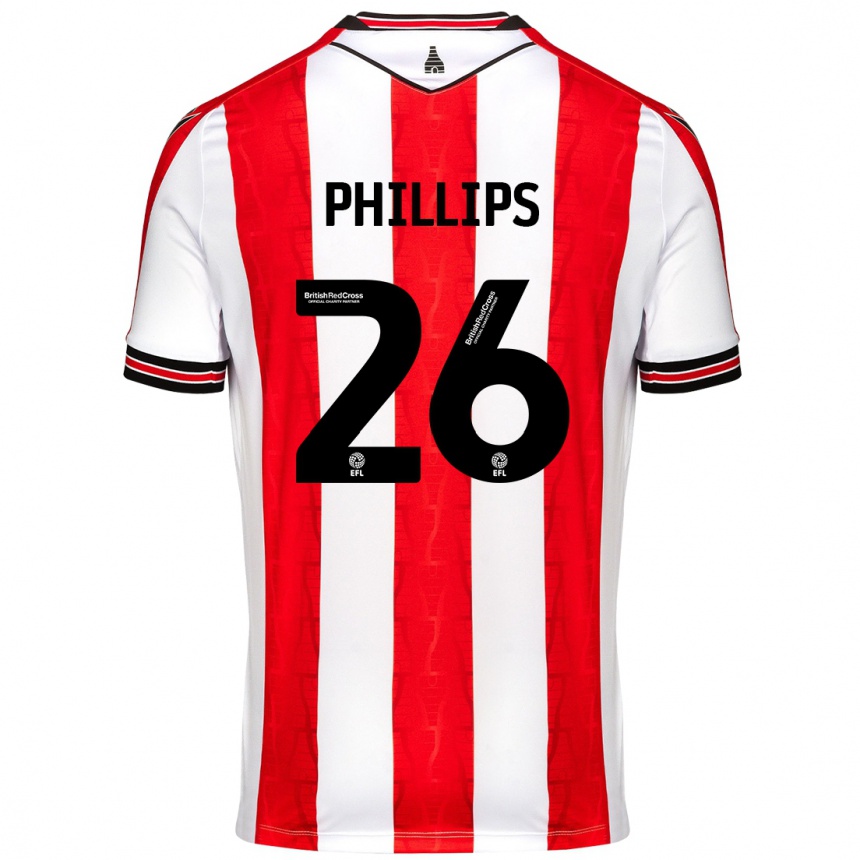 Kinder Fußball Ashley Phillips #26 Rot Weiß Heimtrikot Trikot 2024/25 T-Shirt Luxemburg