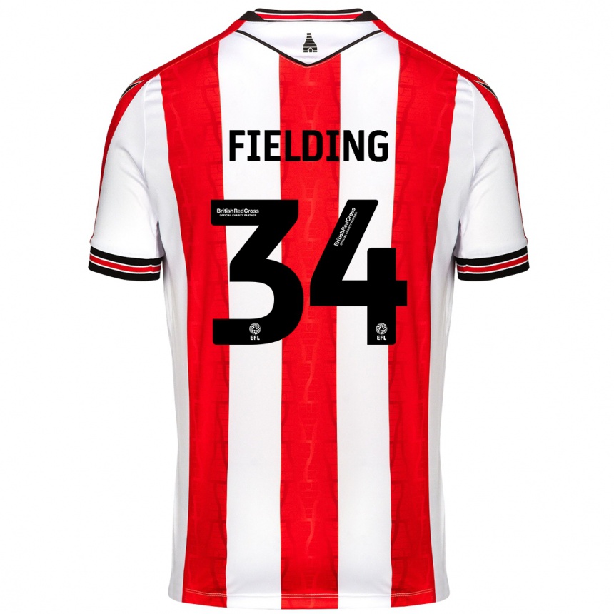 Kinder Fußball Frank Fielding #34 Rot Weiß Heimtrikot Trikot 2024/25 T-Shirt Luxemburg