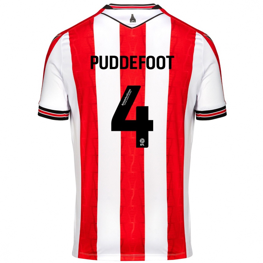 Kinder Fußball Danielle Puddefoot #4 Rot Weiß Heimtrikot Trikot 2024/25 T-Shirt Luxemburg