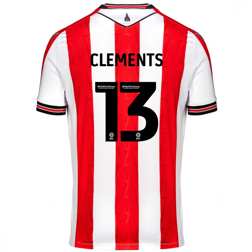 Kinder Fußball Daisy Clements #13 Rot Weiß Heimtrikot Trikot 2024/25 T-Shirt Luxemburg