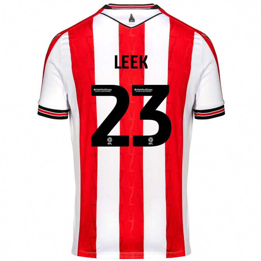 Kinder Fußball Ellie Leek #23 Rot Weiß Heimtrikot Trikot 2024/25 T-Shirt Luxemburg