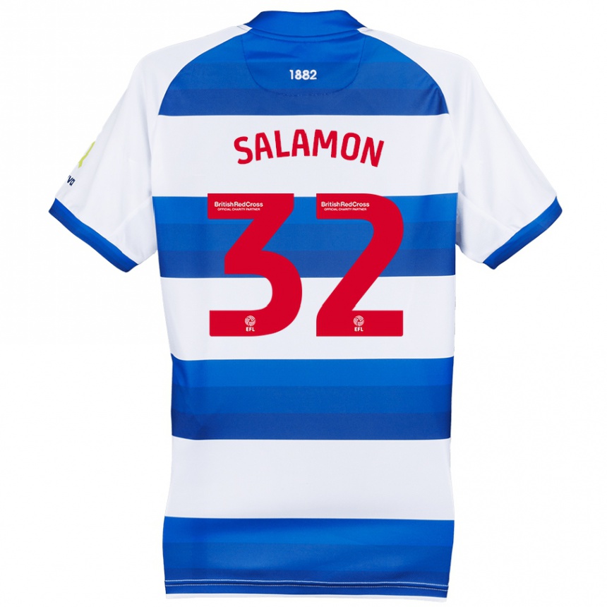 Kinder Fußball Matteo Salamon #32 Weiß Blau Heimtrikot Trikot 2024/25 T-Shirt Luxemburg