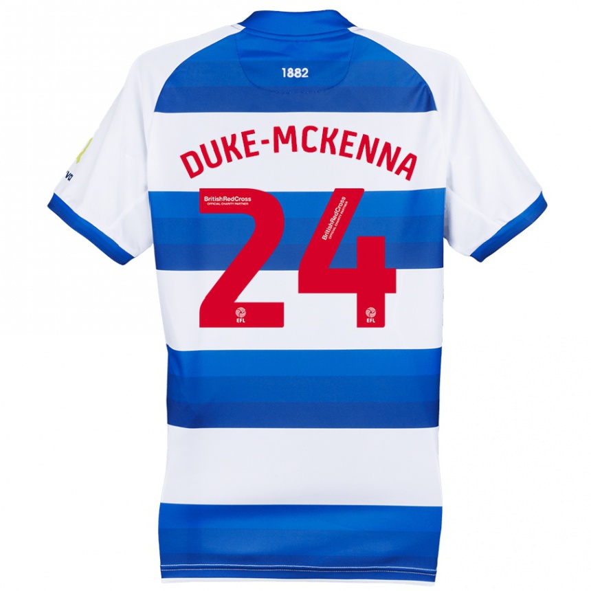 Kinder Fußball Stephen Duke-Mckenna #24 Weiß Blau Heimtrikot Trikot 2024/25 T-Shirt Luxemburg