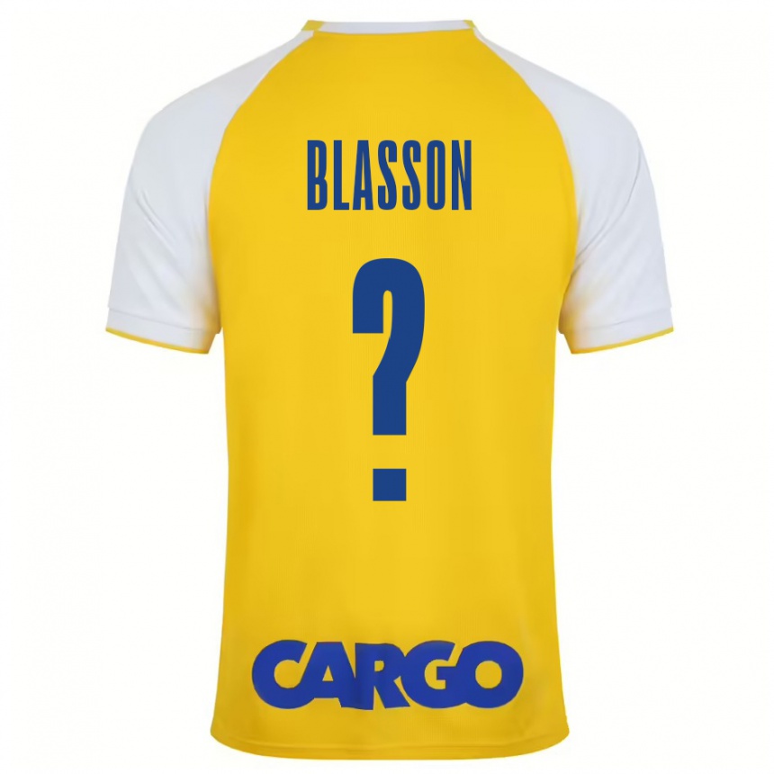 Kinder Fußball Ariel Blasson #0 Gelb Weiß Heimtrikot Trikot 2024/25 T-Shirt Luxemburg