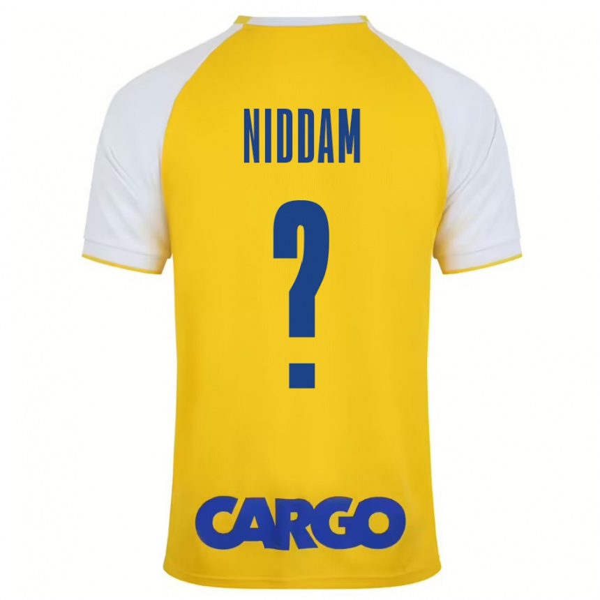 Kinder Fußball Nadav Niddam #0 Gelb Weiß Heimtrikot Trikot 2024/25 T-Shirt Luxemburg