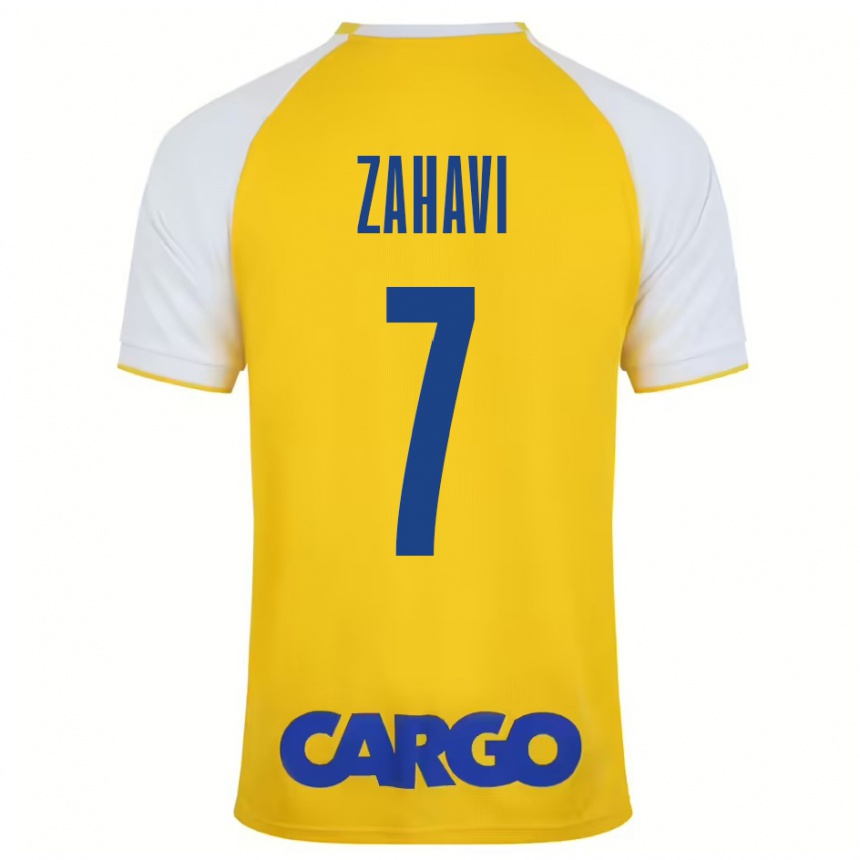 Kinder Fußball Eran Zahavi #7 Gelb Weiß Heimtrikot Trikot 2024/25 T-Shirt Luxemburg