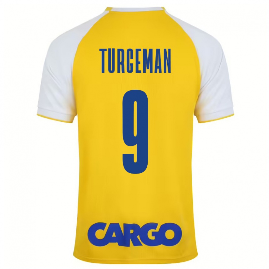 Kinder Fußball Dor Turgeman #9 Gelb Weiß Heimtrikot Trikot 2024/25 T-Shirt Luxemburg