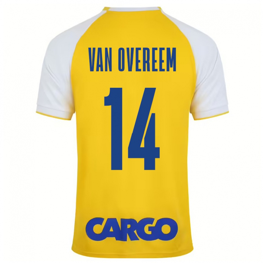 Kinder Fußball Joris Van Overeem #14 Gelb Weiß Heimtrikot Trikot 2024/25 T-Shirt Luxemburg